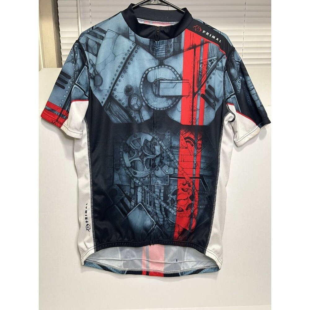 Primal full zip Cycling Jersey Size ? Gears Design Men's Bicycle robot 3 pocket